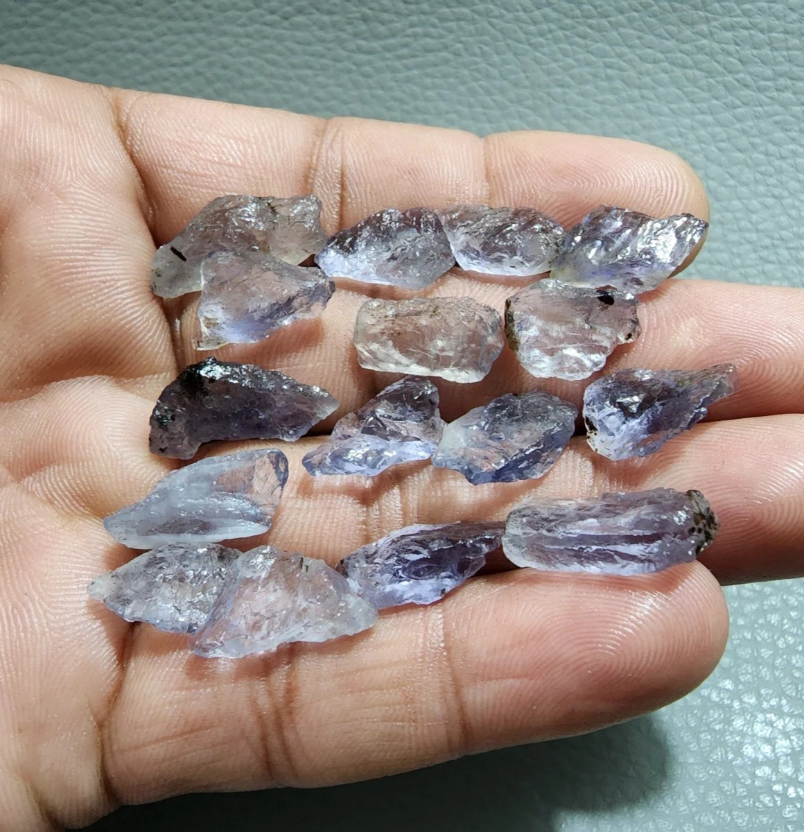 Excellent Fine Blue Iolite Raw 16 Pcs Lot Size 14-18 MM Crystal Loose Gemstone