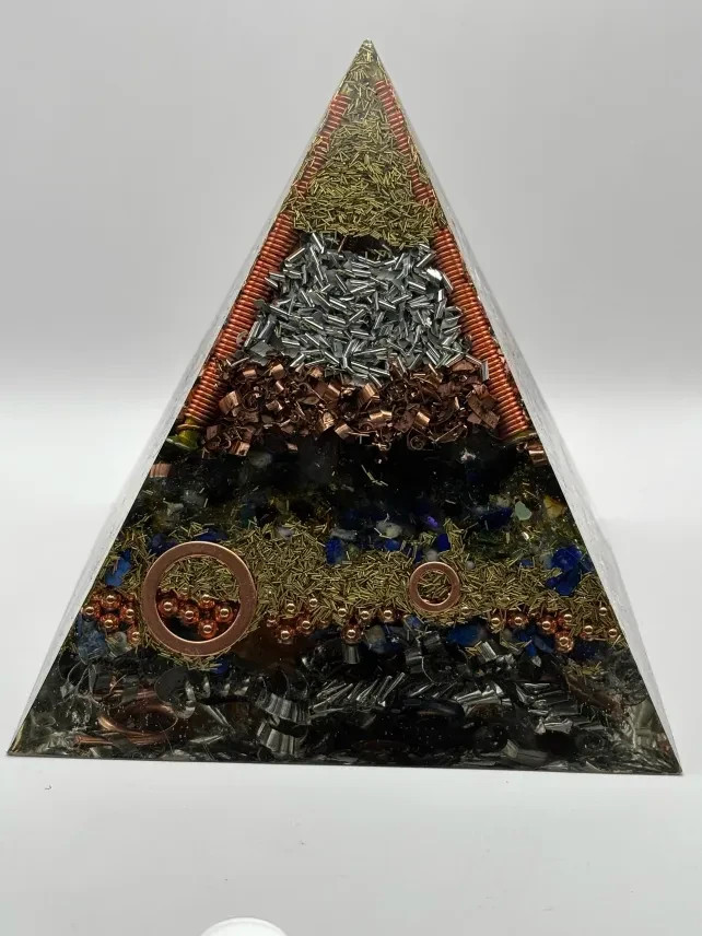Orgone Pyramid XXL EMF Shielding Energy Device Art Quartz Copper Brass