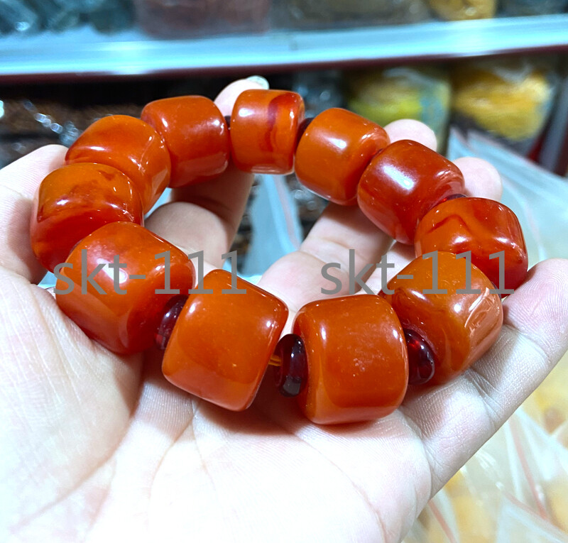 0 Certificate 18*20mm Natural Mexico cream orange beeswax Amber Bracelet 7.5”