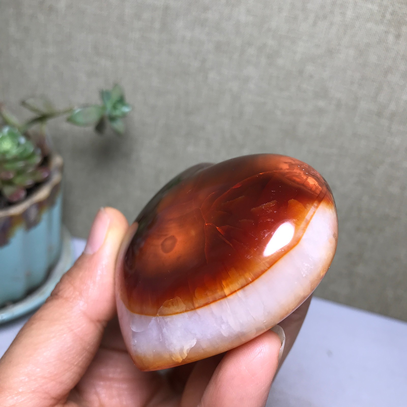 NATURAL red agate heart shaped Hand carved polished Crystal specimen 163g A4102