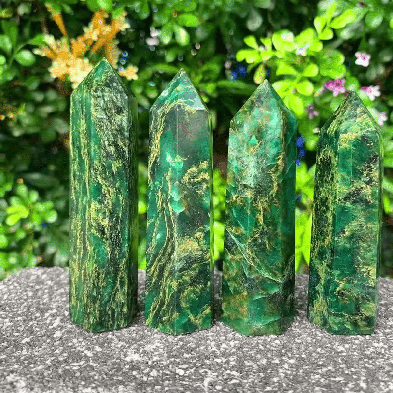 3.15″-3.54“ Natural Emerald Crystal Point Wand Quartz Obelisk Tower Healing Gift
