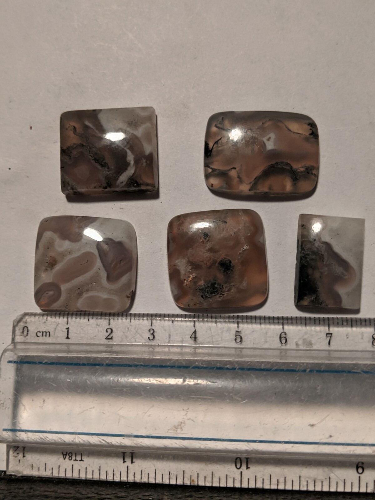 5pcs Square Solar Moss Agate Cabochons Eyeballs Cabs Polished Bulk Wholesale
