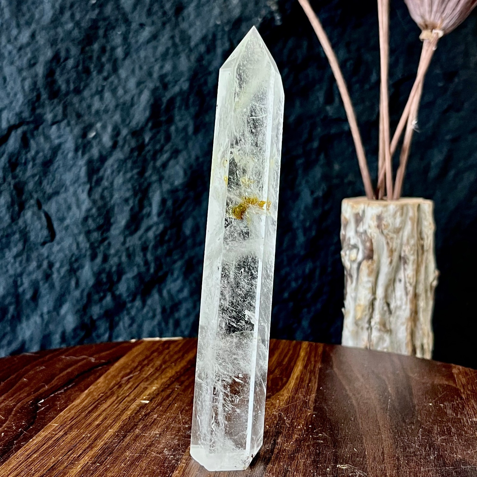 128G Natural white crystal square pointed column quartz crystal spiritual heali