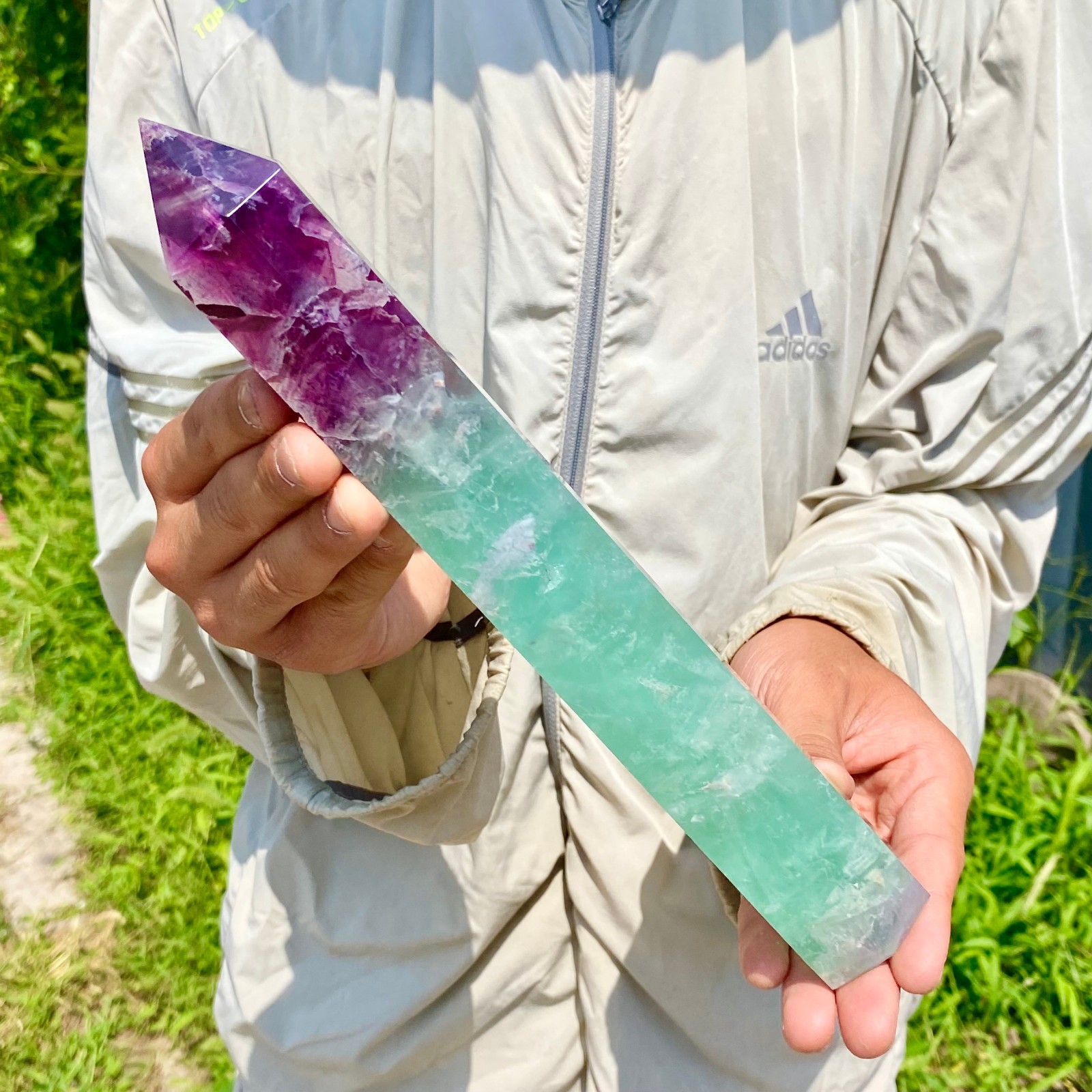 1.86LB Large Natural colored fluorite crystal column obelisk healing specimen
