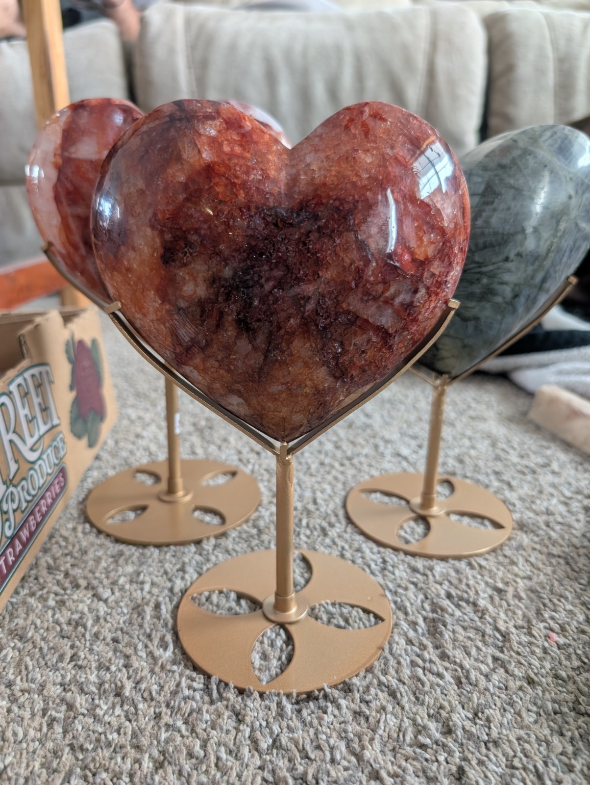 Fire Quartz Heart Carving Crystal Gemstone Large Big Point Chakra Reiki
