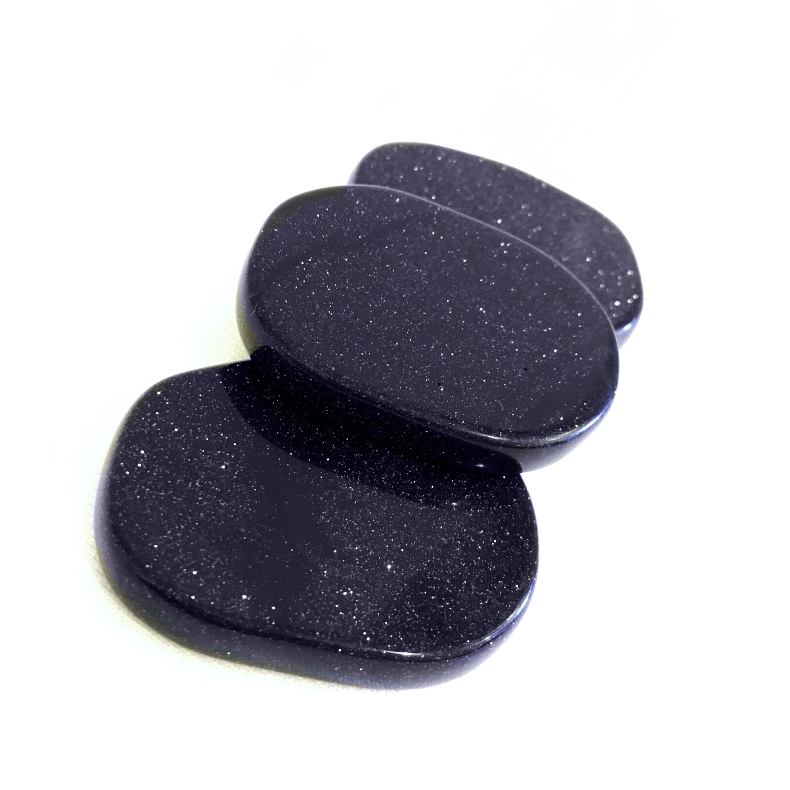 Natural Blue Goldstone Palm Stone Rock Crystal Healing Reiki Polished Worry Ston