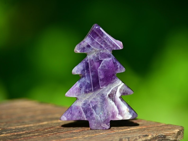 2” Natural carved mixed material Christmas Tree Reiki decor healing gift 1pc