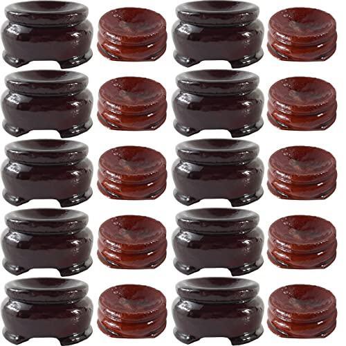 NSBELL 20PCS 2 Sizes Wooden Egg Stands Holders Displays Stand Ball Egg Base for