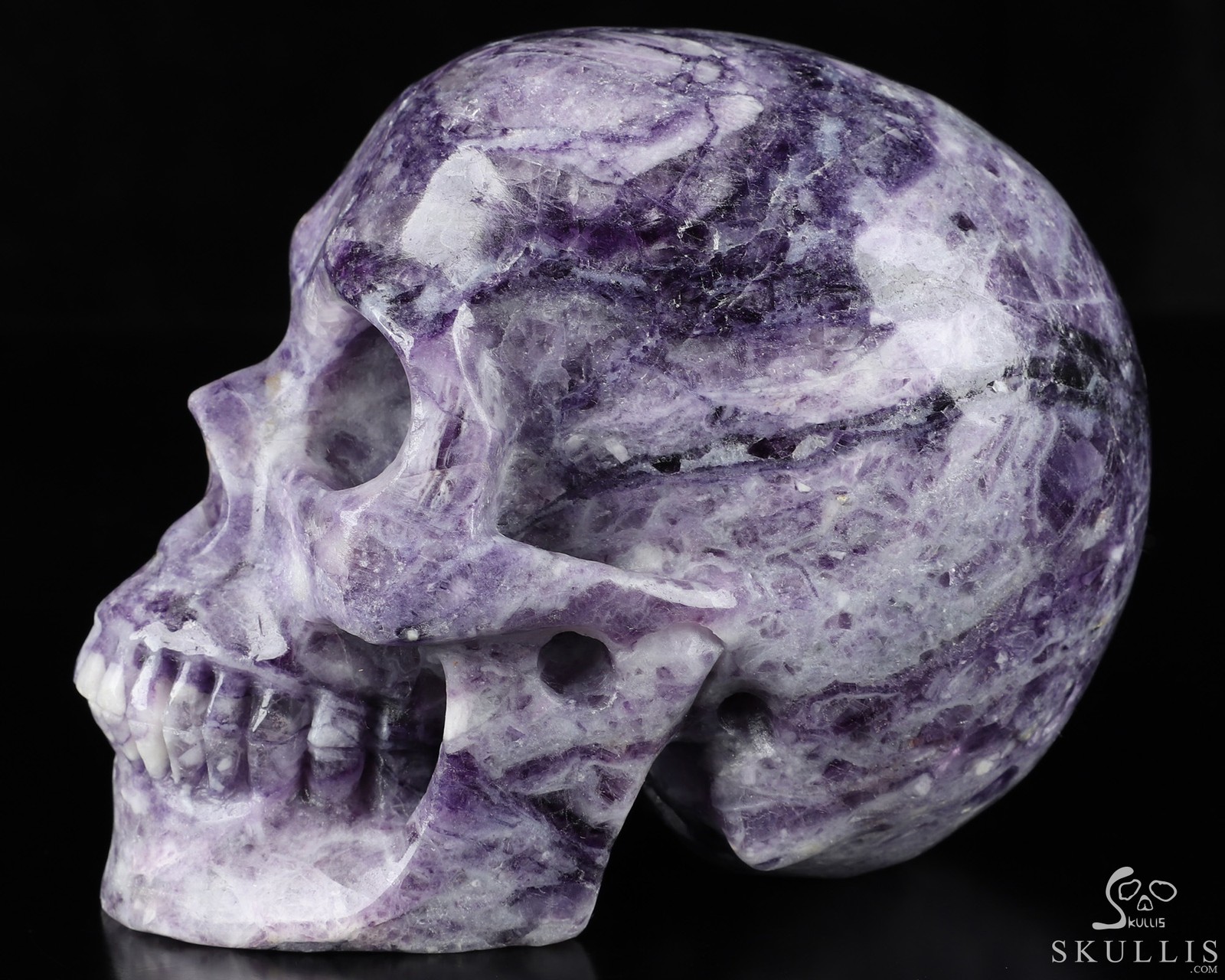 Huge 5.0″ Purple Fluorite Carved Crystal Skull, Realistic, Crystal Healing