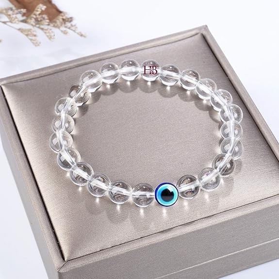 Clear Quartz 8mm Natural Beads Bracelet For Men Women With Free White Zircon