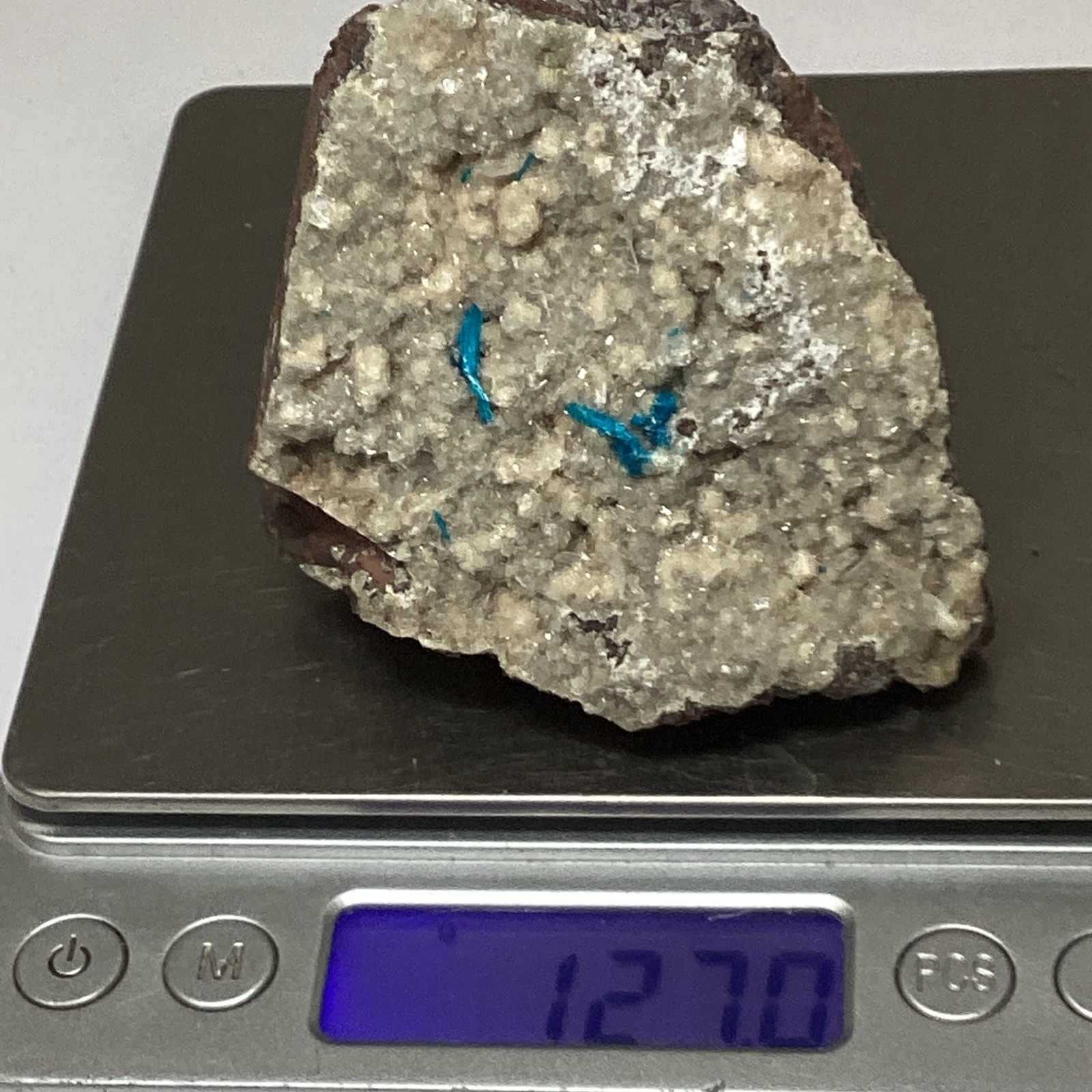 Cavansite Mineral Specimen Bright Blue On Drusy Quartz #245