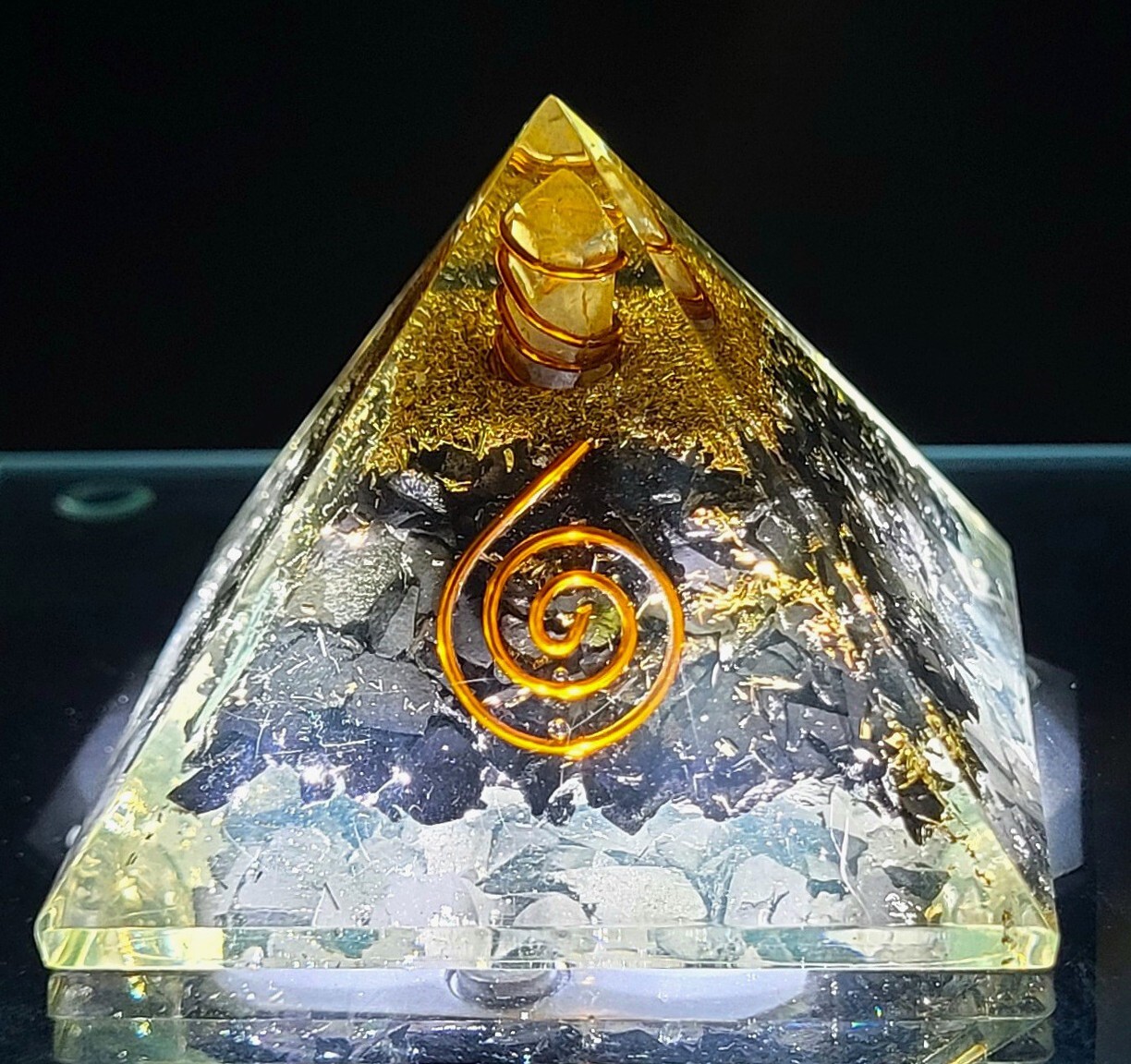 2.1″ Black Shungite Orgonite Orgone Pyramid Energy Reiki Charged Generator