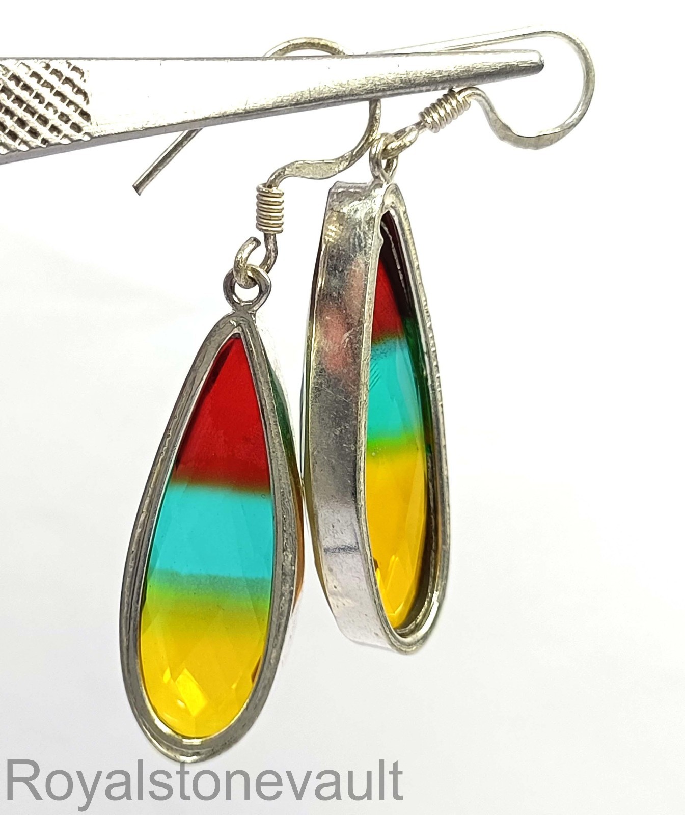 60.05 Ct Lab Created Ametrine Pear Cut Dangle Earrings 925 Sterling Silver 5DJU