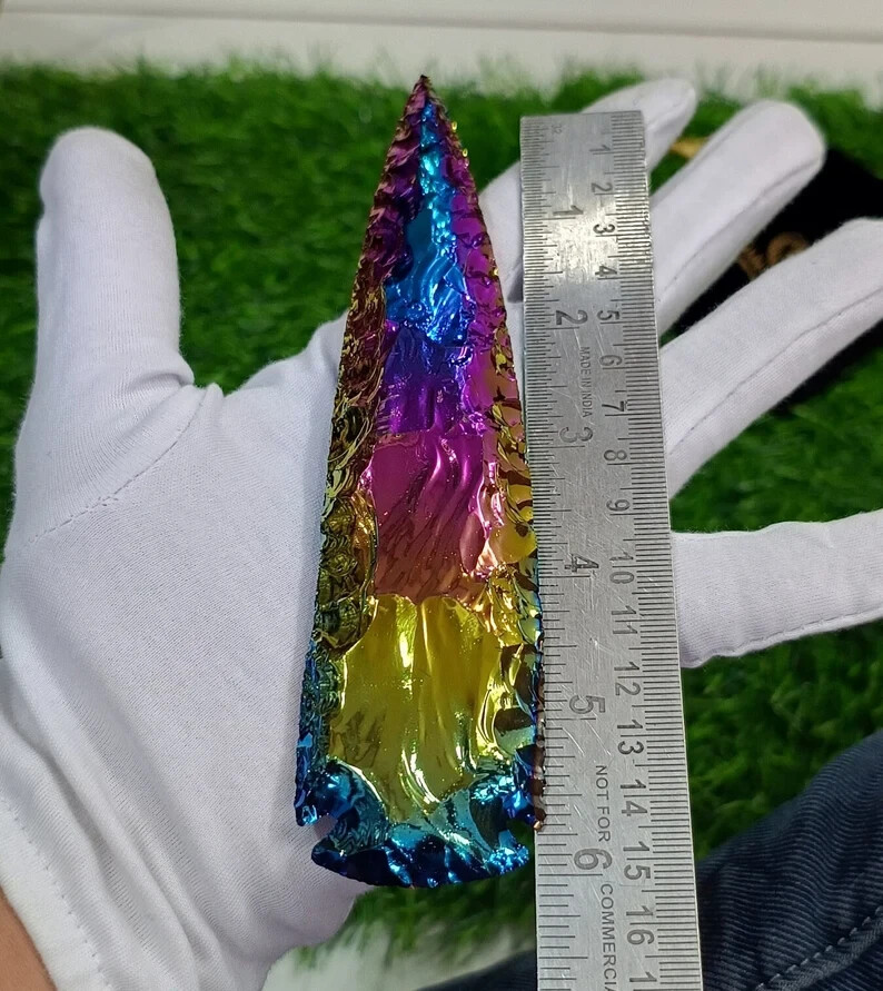 Spearhead Aura Arrowhead Quartz Crystal Pendant Necklace 1″ to 10″ Titanium