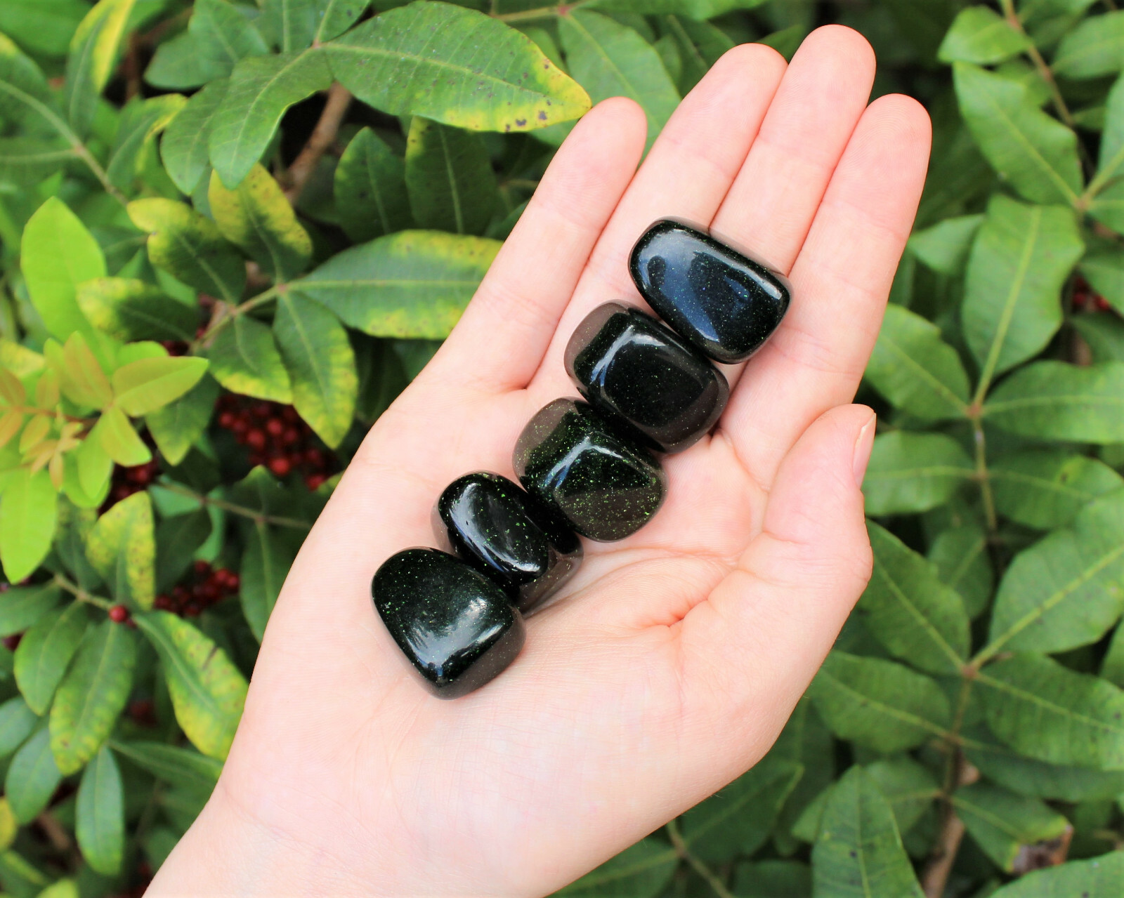 Bulk 1/2 lb Lot Green Goldstone Tumbled Stone 20 – 25 mm (Crystal Healing) 8 oz