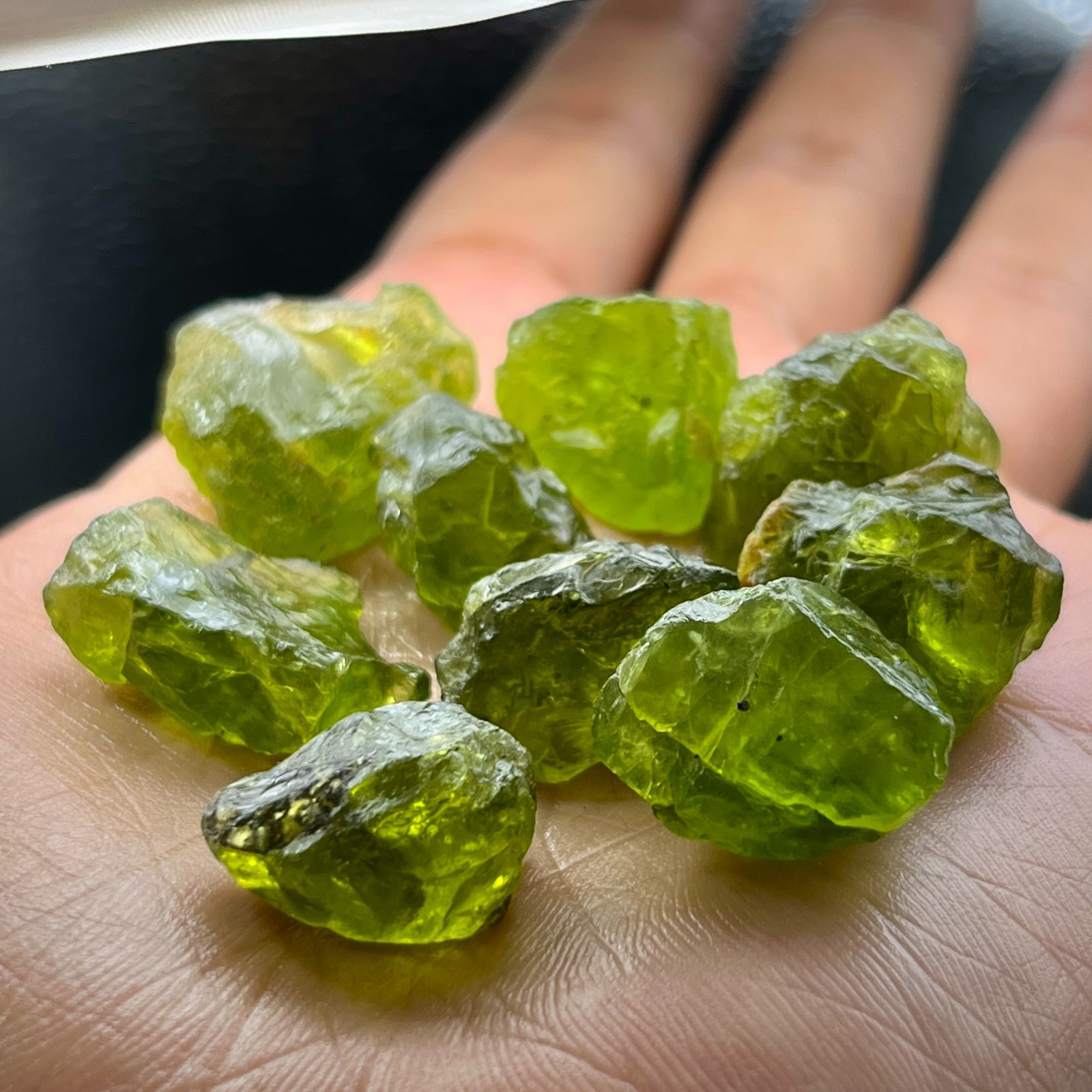 Natural Peridot Rough Lot 186 Ct, 9 Pieces Large Green Peridot Crystals 18-24mm