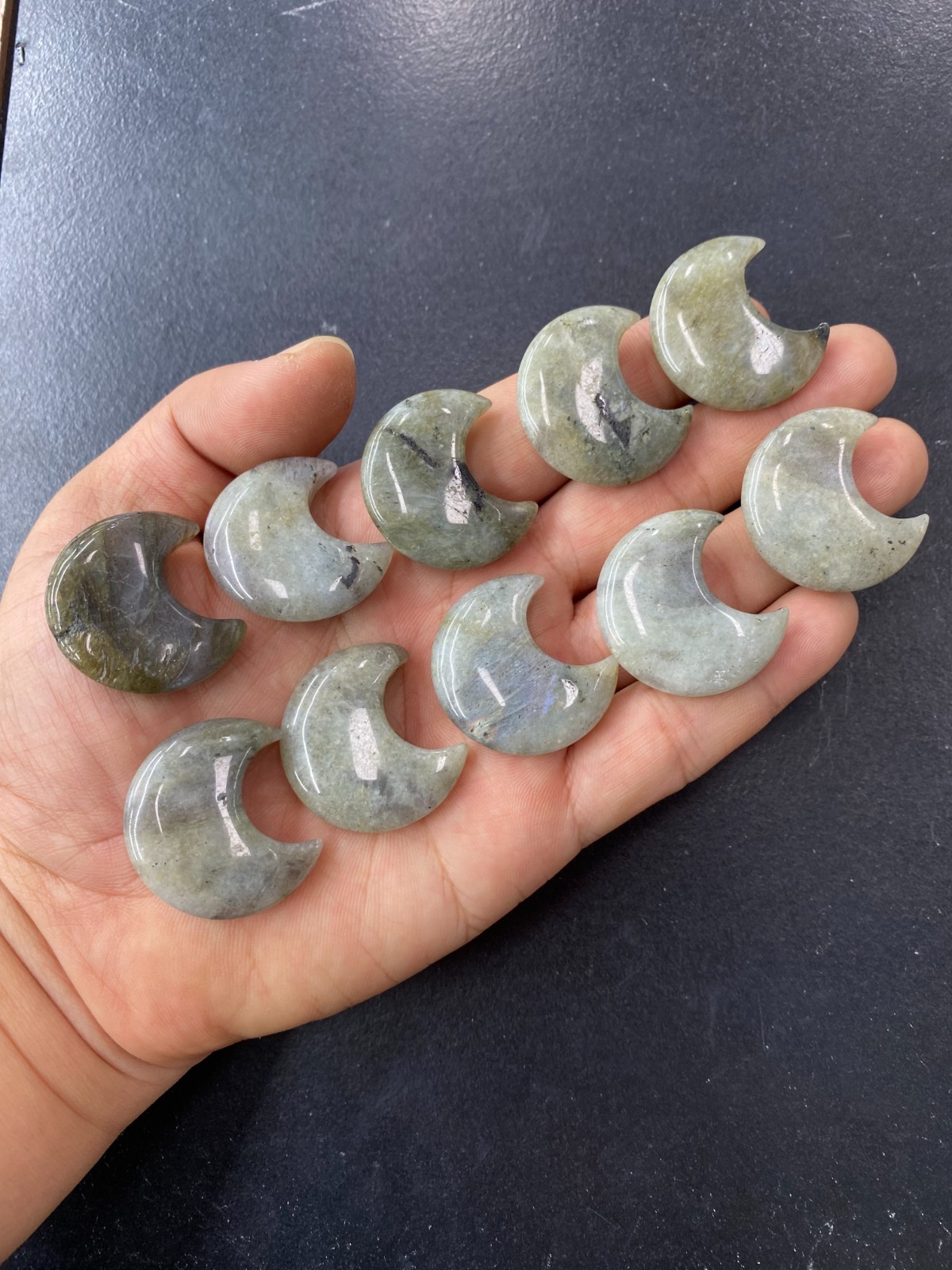 10pc Natural labradorite Quartz carved moon crystal reiki healing gift random