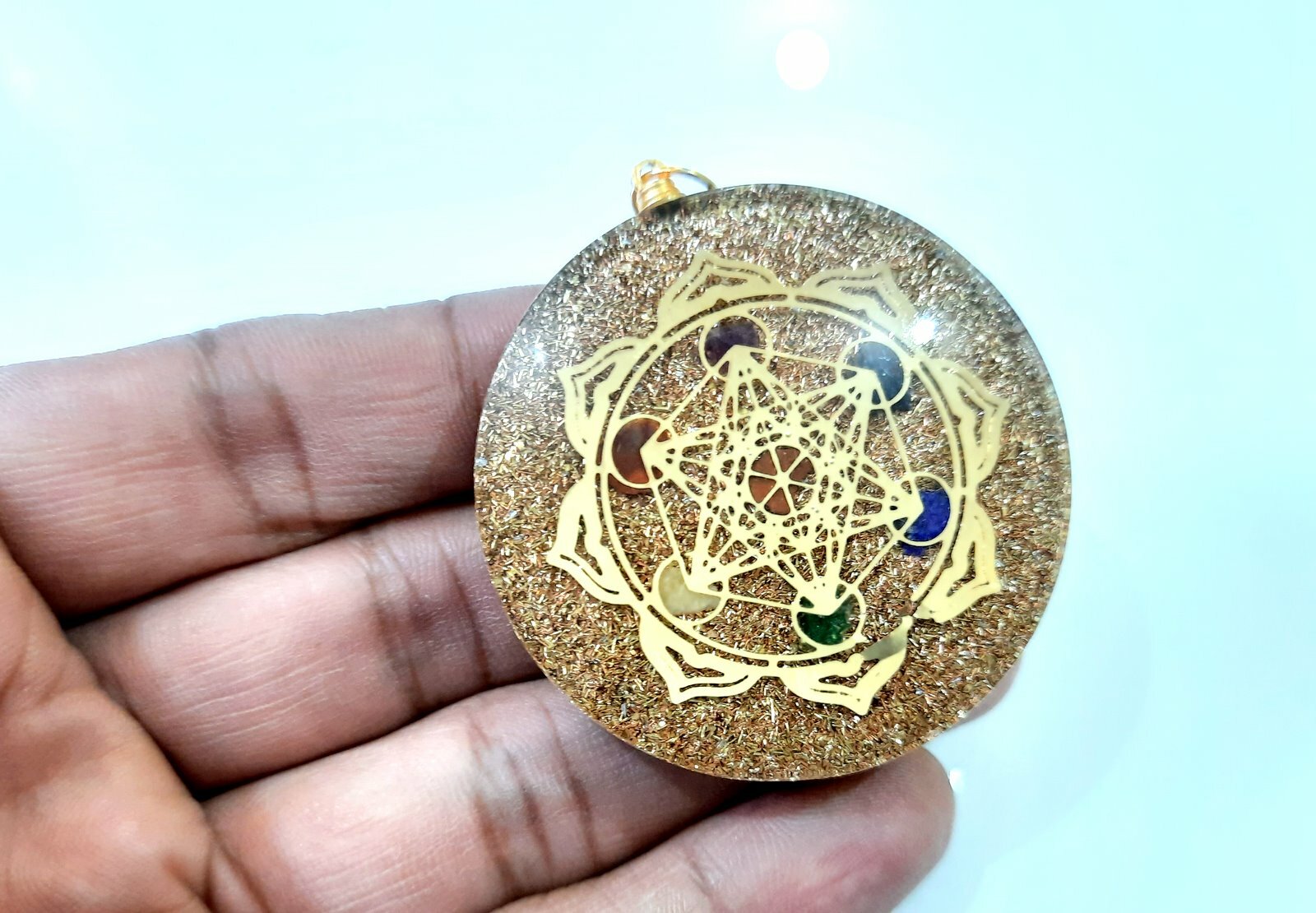7 Chakra Metatron Cube EMF Protection 5G Protection Orgone 7 Chakra Pendant