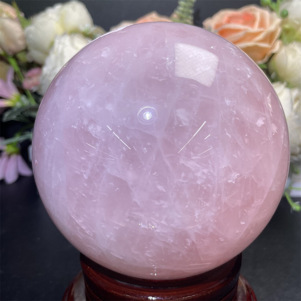 4LB 4.1″ Natural Rose Quartz Sphere Ball Crystal Quartz Decor Healing Reiki