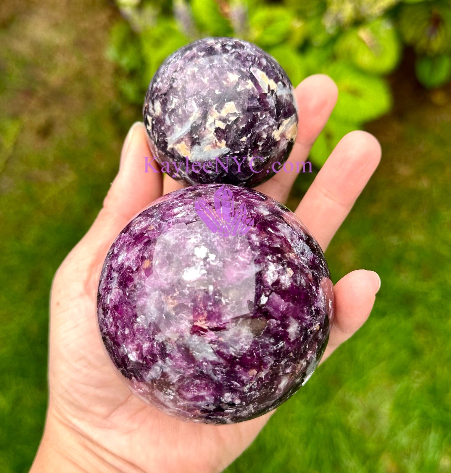 Wholesale Lot 4 Pcs Natural Lepidolite Mica Spheres Crystal Ball