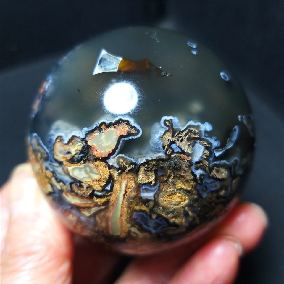 RARE 238.3g Natural Polished Colorful Agate Stone Ball Healing Madagascar AB1600