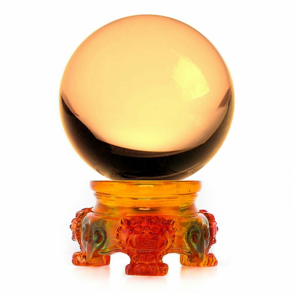 3in (80mm) Crystal Ball with Rainbow Lion Stand 10 colors to choose from