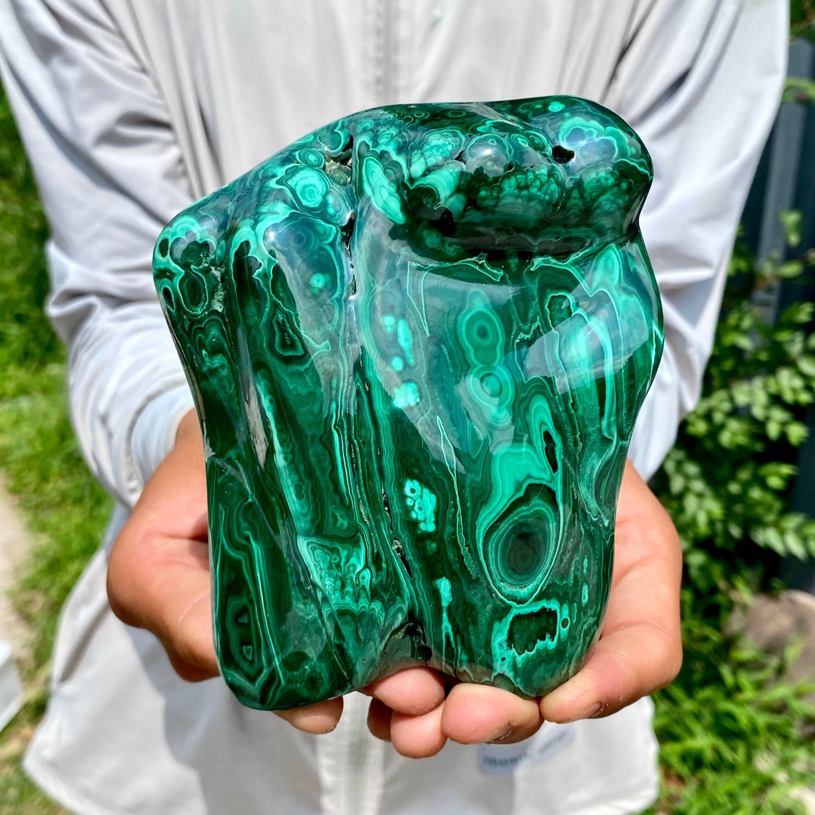 2.07LB Natural Polished Malachite Mineral freeform specimen Reiki Stone