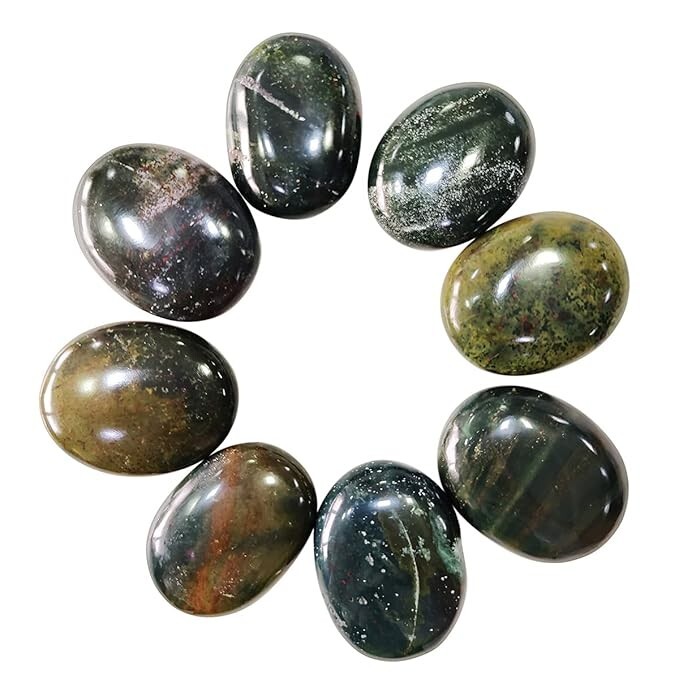 5Pcs Set Bloodstone Crystal Palm Stones for Yoga Meditation Reiki Feng Shui