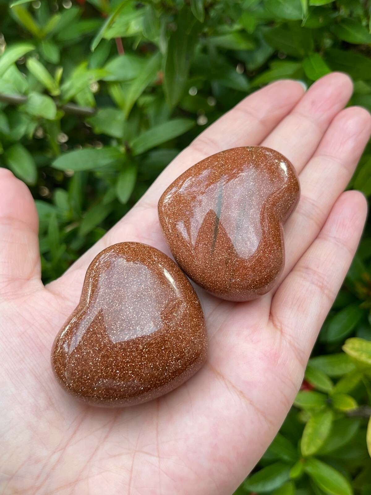 Large Red Goldstone Heart, 1.75″ Polished Red Goldstone Puffy Heart, Bulk Lots