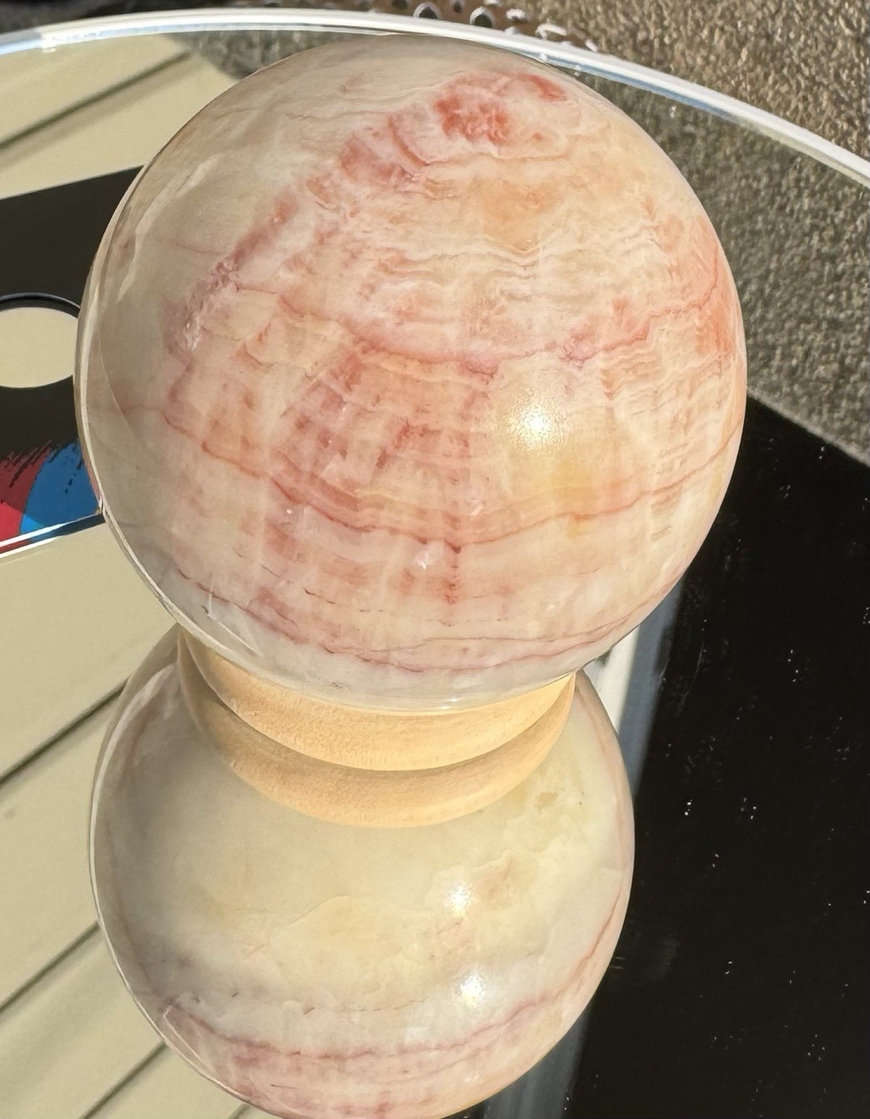 NATURAL Pork stone crystal sphere marbled meat specimens 282g 58.7mm #116