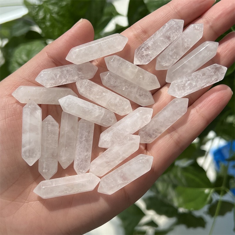 10pc natural clear quart obelisk quartz crystal wand double point reiki healing~
