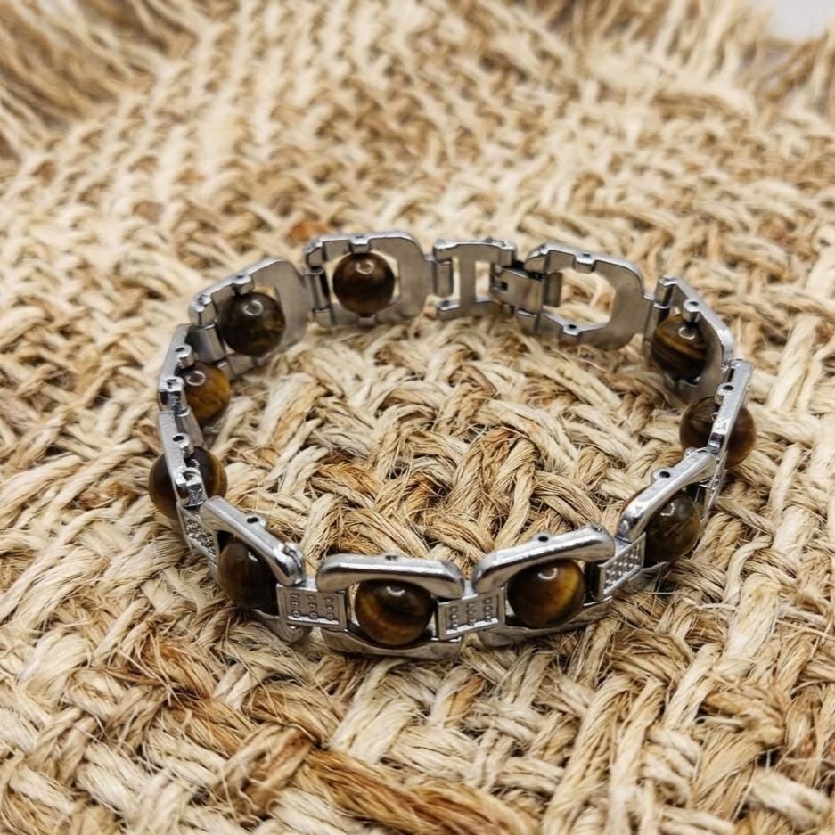 Tiger’s Eye Silver-Plated Bracelet, Grounding Gemstone Jewellery for Confidence