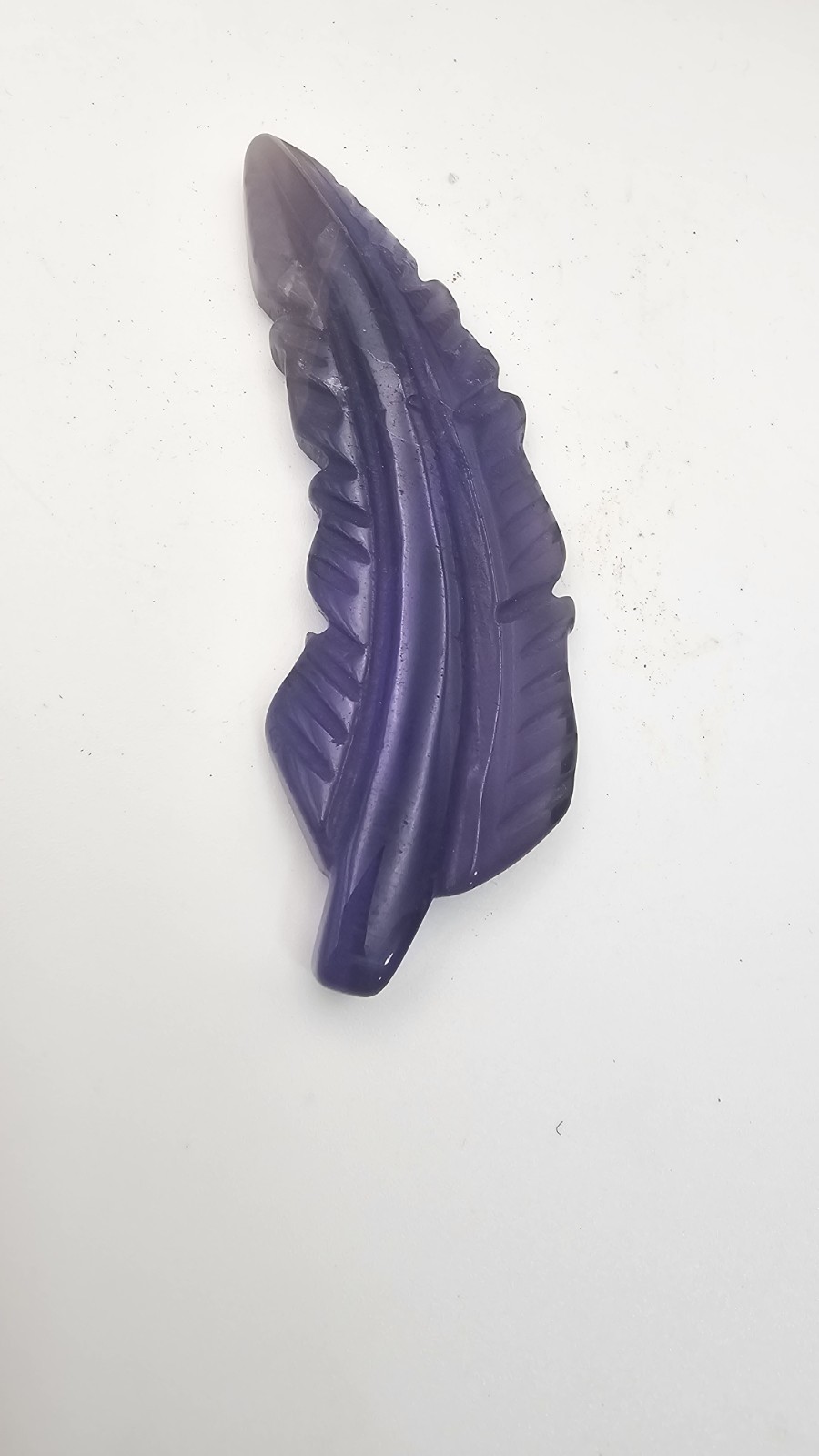 rainbow Fluorite Feather Carving crystal 65g 10cm opaque