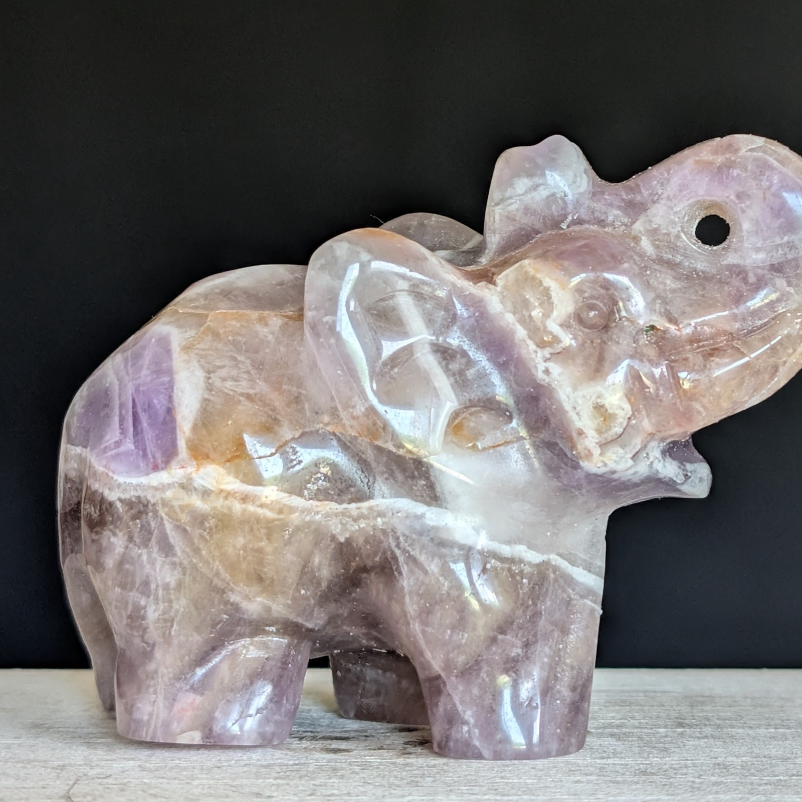 Dream Chevron Amethyst Elephant Carving Crystal Large Gemstone Chakra Reiki