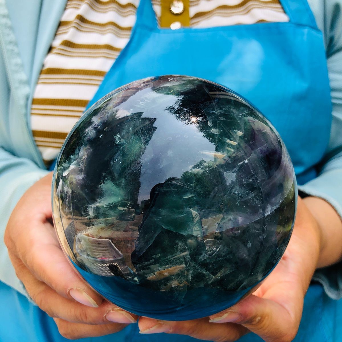 4.26LB Large Natural Fluorite Sphere Quartz Crystal Ball Energy Healing Stone