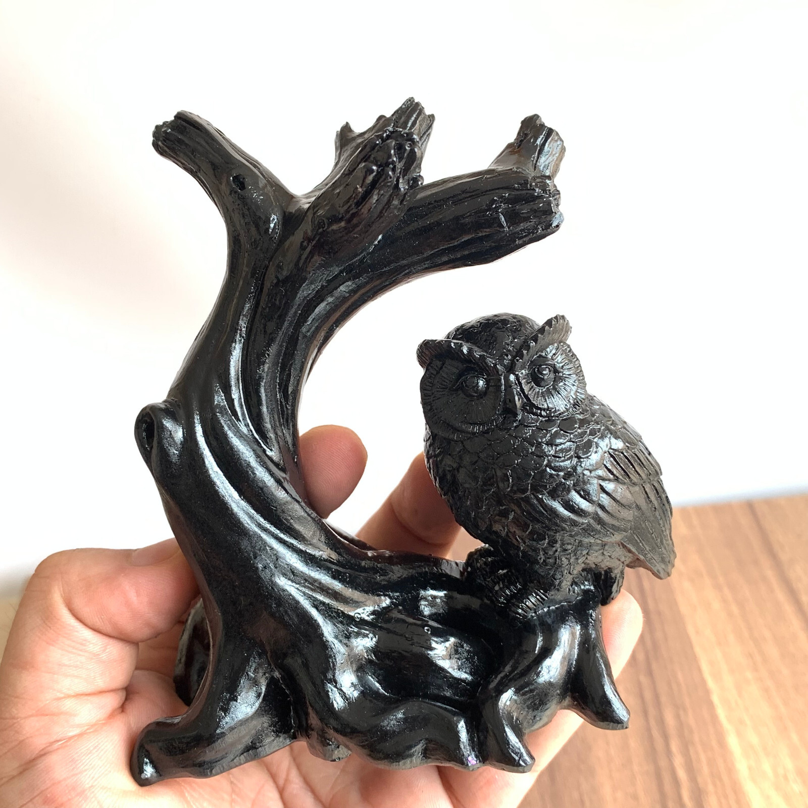 1PCS Owl Resin Sphere Holder Stand Base Natural Crystal Ball Hand C477