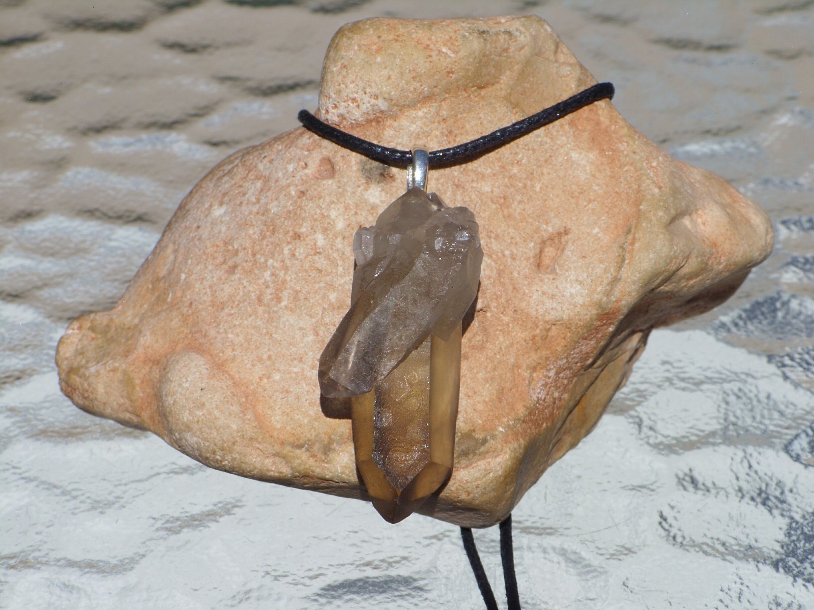 Natural Lemurian Citrine Double Terminated Twinned Crystal Pendant Necklace