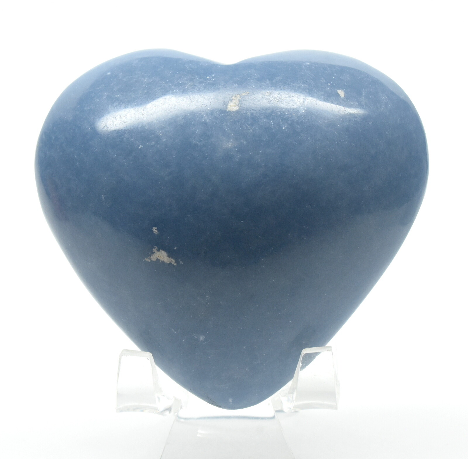 2.8″ 235g Blue Angelite Heart Polished Natural Gemstone Crystal Mineral – Peru