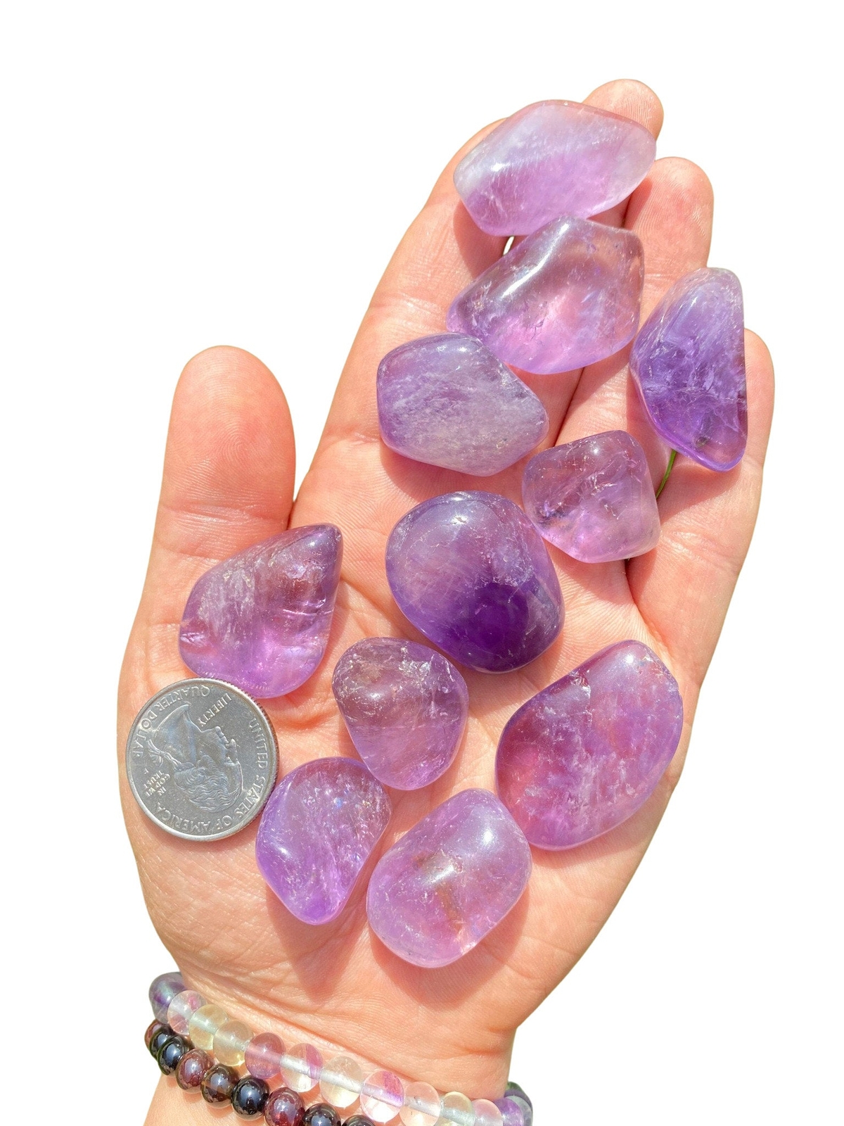 Bolivian Amethyst Tumbled Stone, Polished Natural Amethyst Crystal from Bolivia