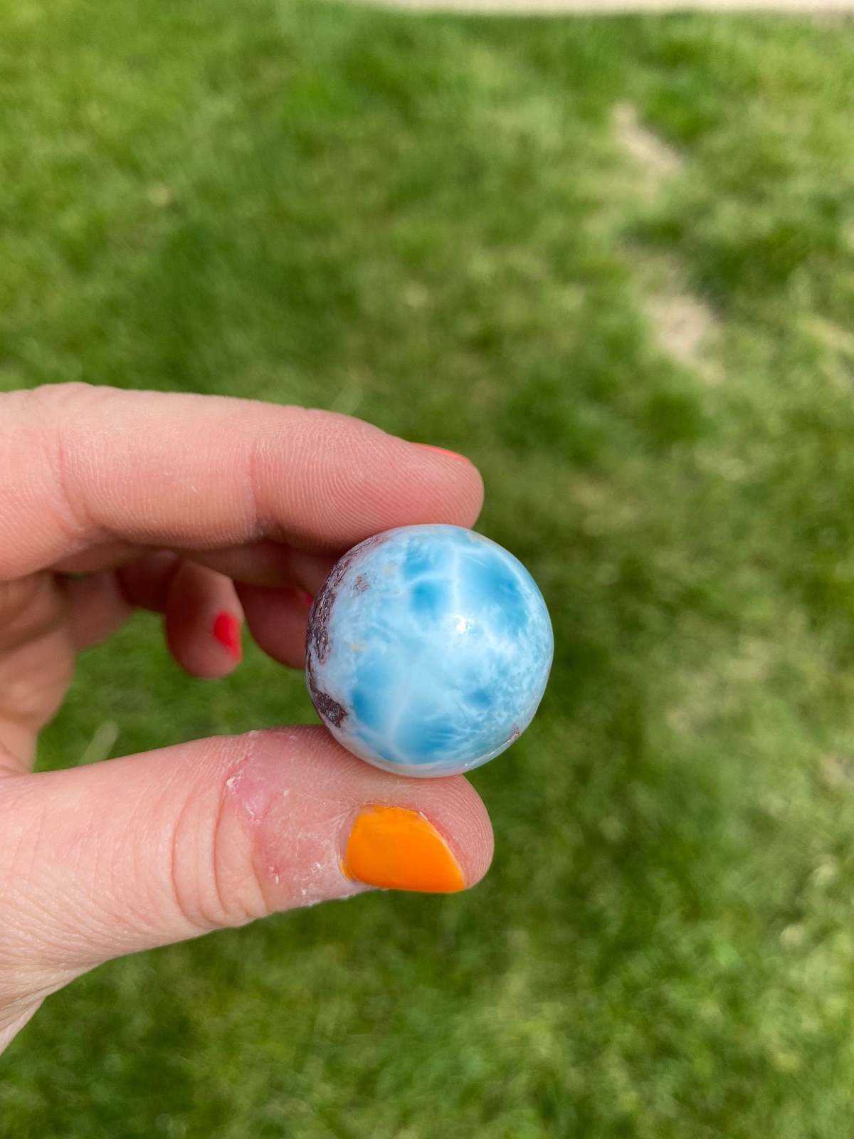 Larimar Sphere – Polished Stone, Natural Larimar from Dominican Republic