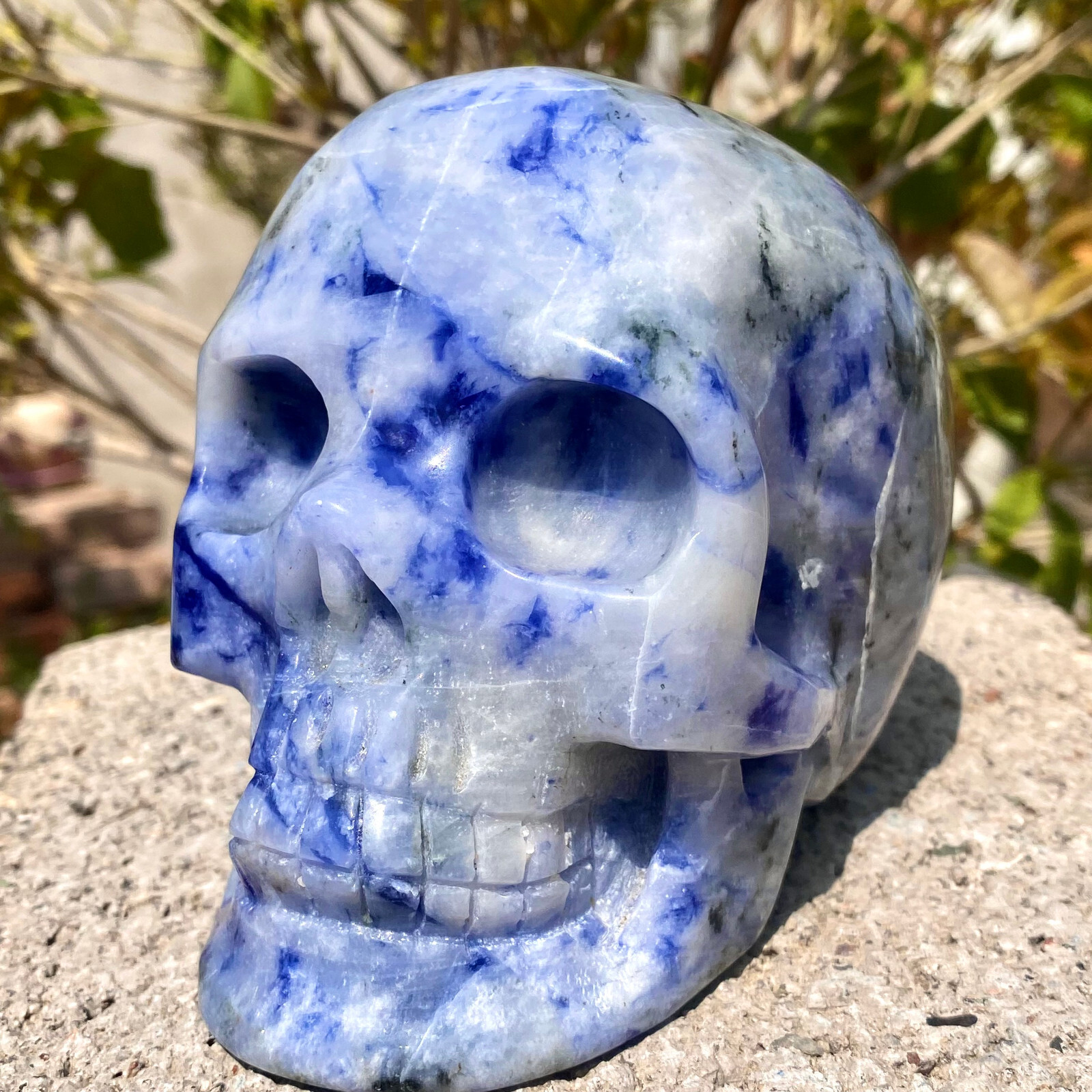 2.49LB Natural blue patterned stone, crystal skull, spiritual healing