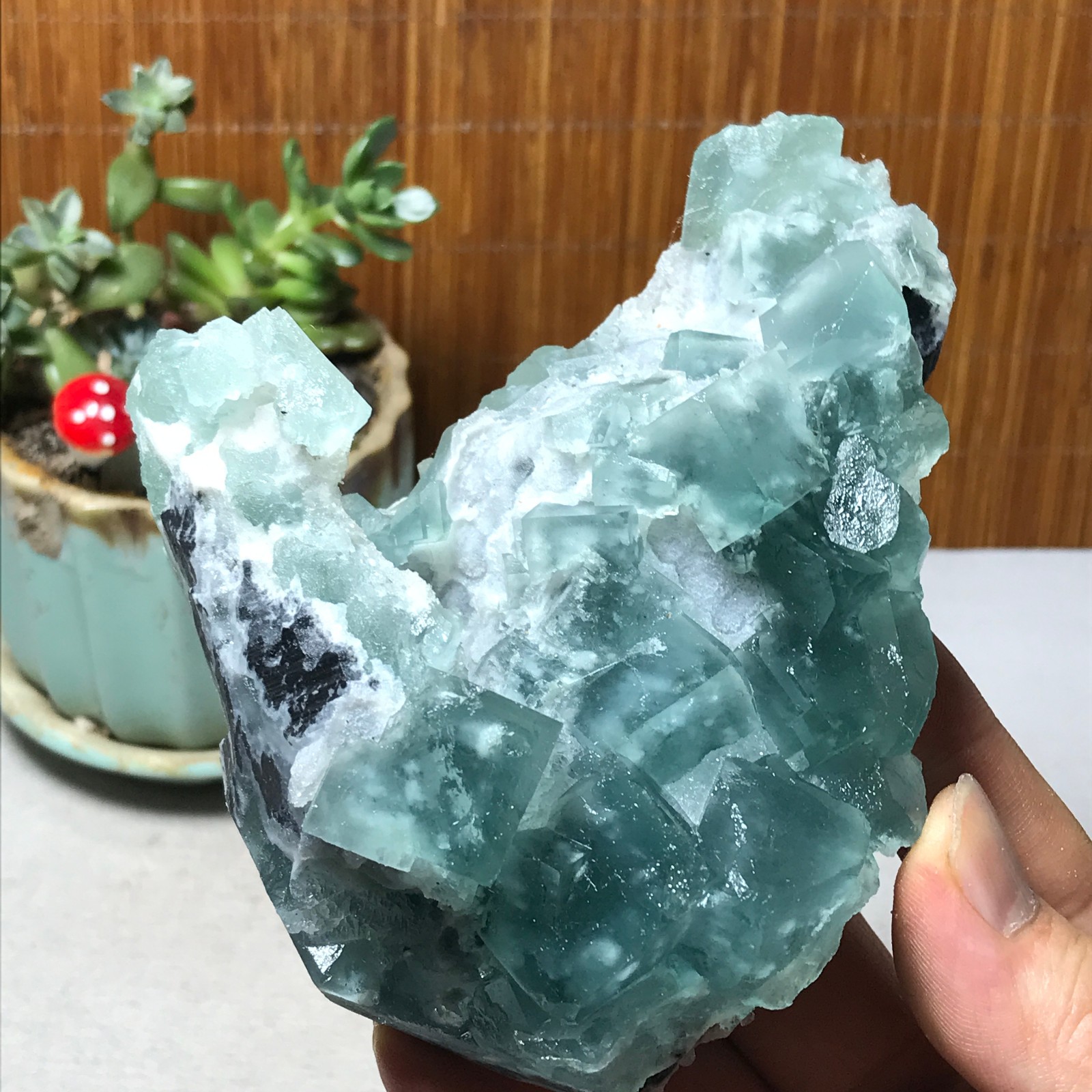 121-100-42mm Rare Natural Green Calcite fluorite Mineral Specimen 406g A6076