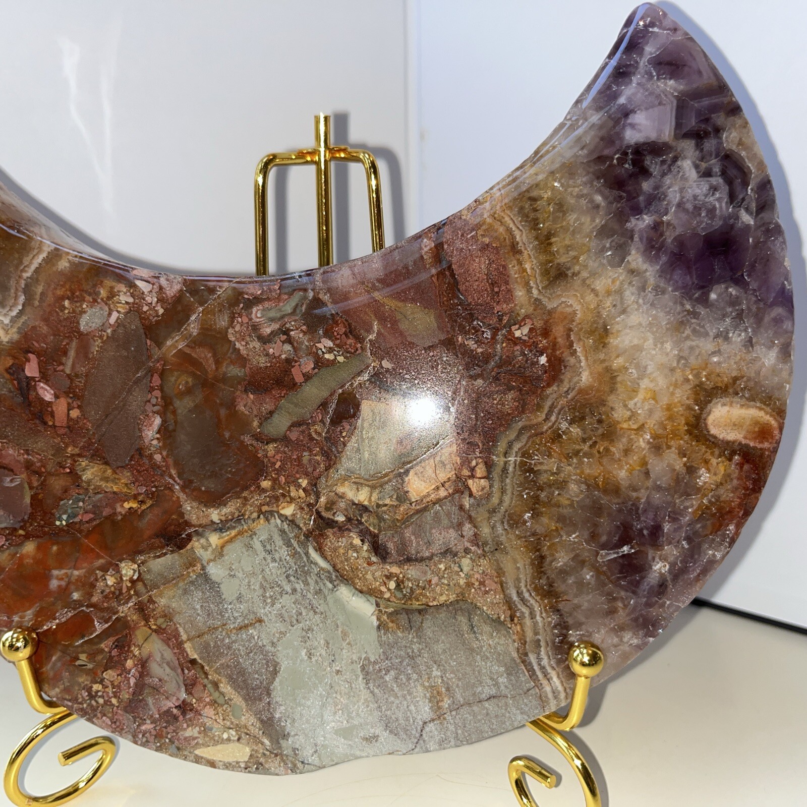 Amethyst Mixed Material Moon With Stand