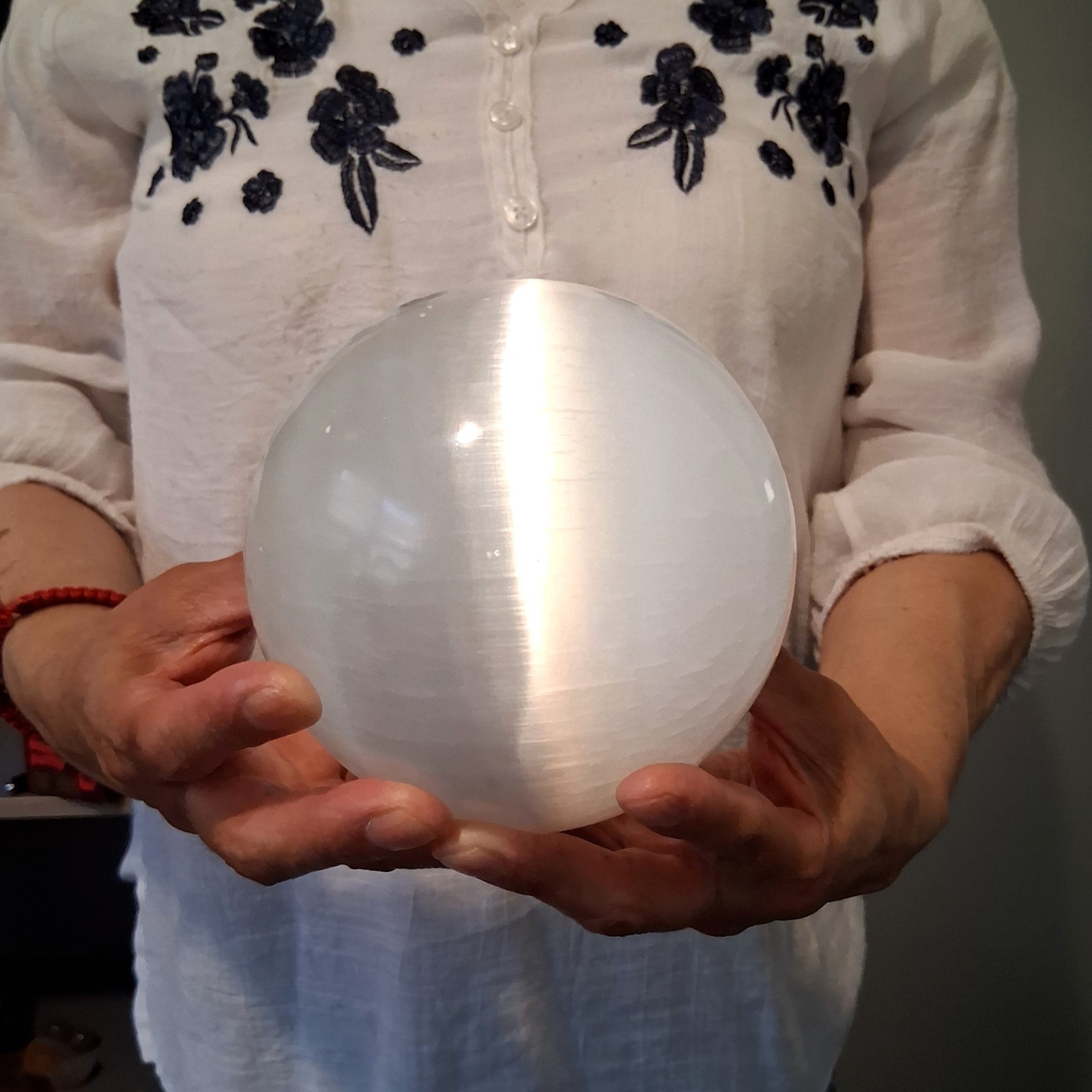 Large selenite sphere 4lbs high quality natural xl selenite crystal sphere flash