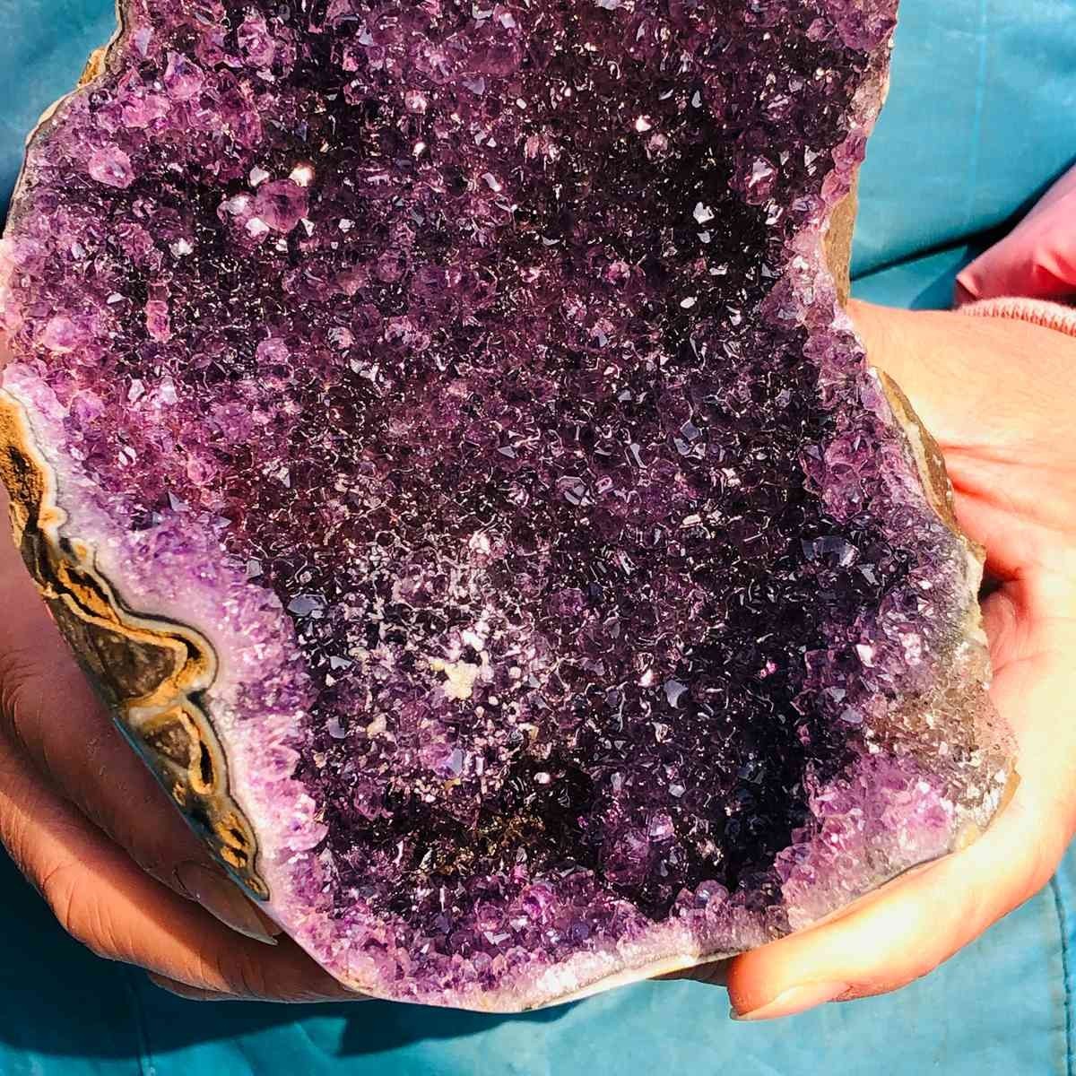 4.35LB 2pcs Natural Amethyst Uruguay Cave Crystal Cluster Specimen Healing