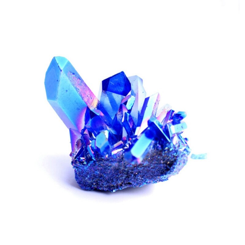 50g Natural Aura Blue Titanium Quartz Crystal Cluster VUG Specimens Stone Reiki