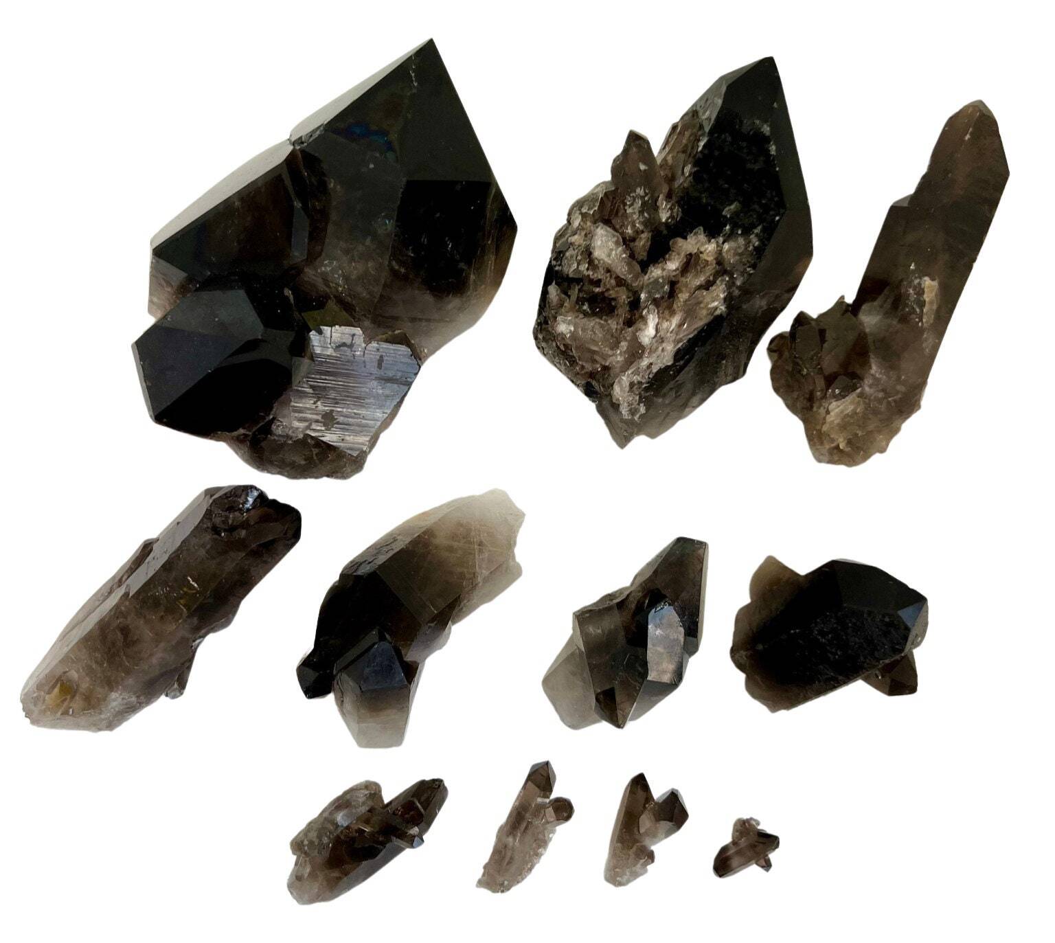 Raw Smoky Quartz Cluster with Large Points, Natural Smoky Quartz Crystals