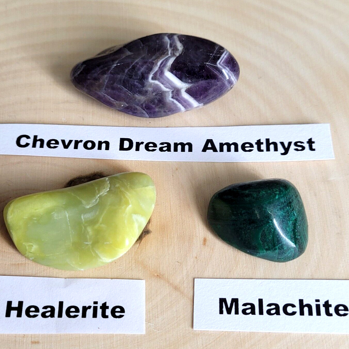 Spiritual Awakening: Malachite, Healerite & Chevron Dream Amethyst Crystal Set