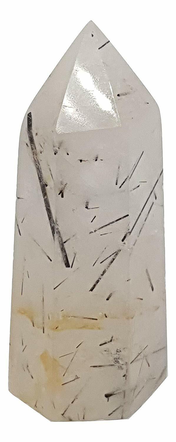 Rutilated Black Tourmaline Quartz Gemstone Point 70 x 25 x 22mm Approx 60g gt5a