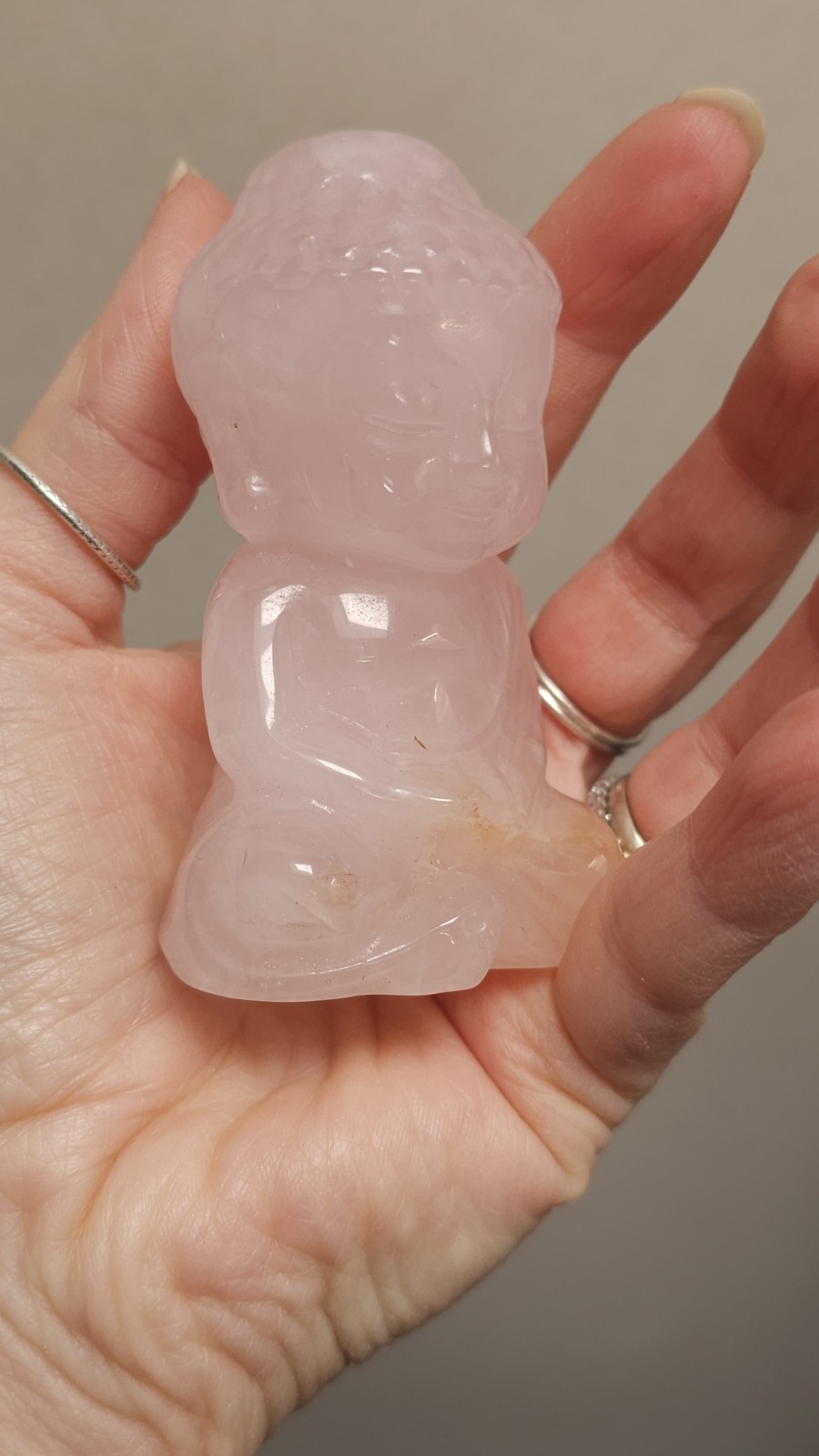 ✨️SALE✨️ Rose Quartz Buddha Carving Crystal Specimen 7.9cm 181g Pink